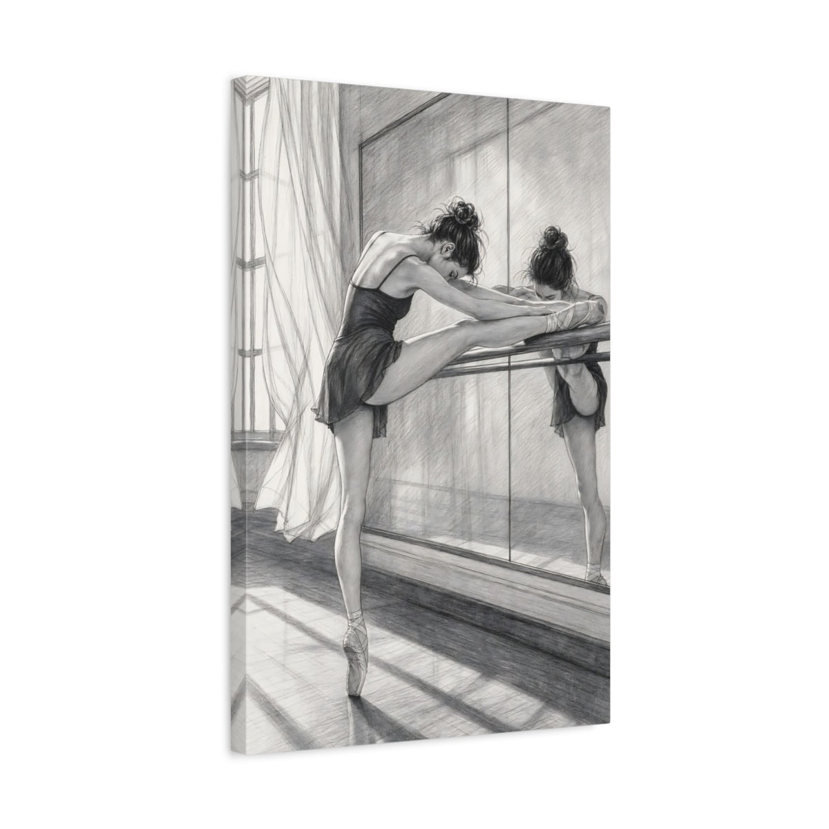 Side Mockup 3. Ballerina At The Barre shown as canvas print