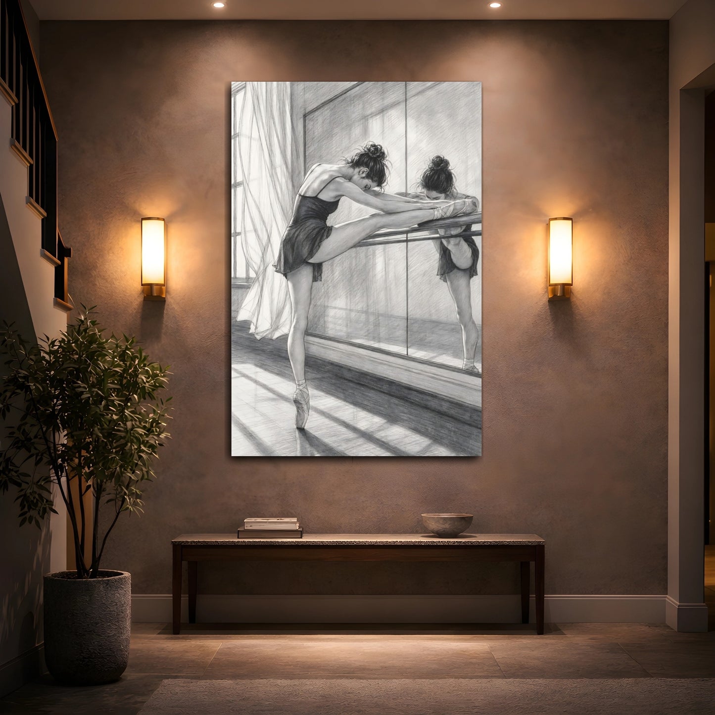 Mockup 2. Ballerina At The Barre shown as canvas print
