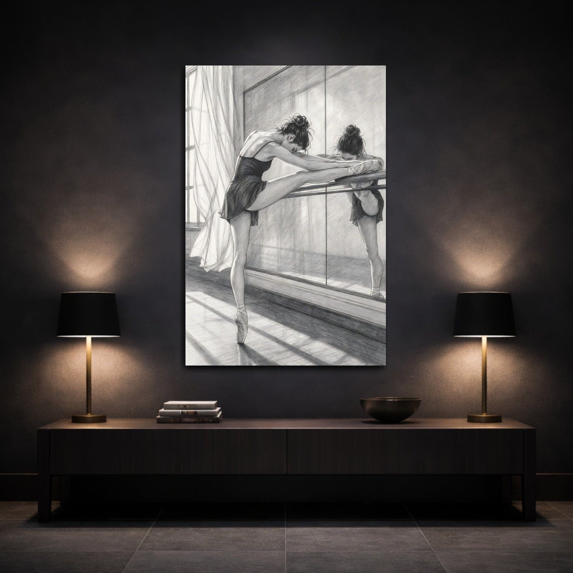Mockup 3. Ballerina At The Barre shown as canvas print