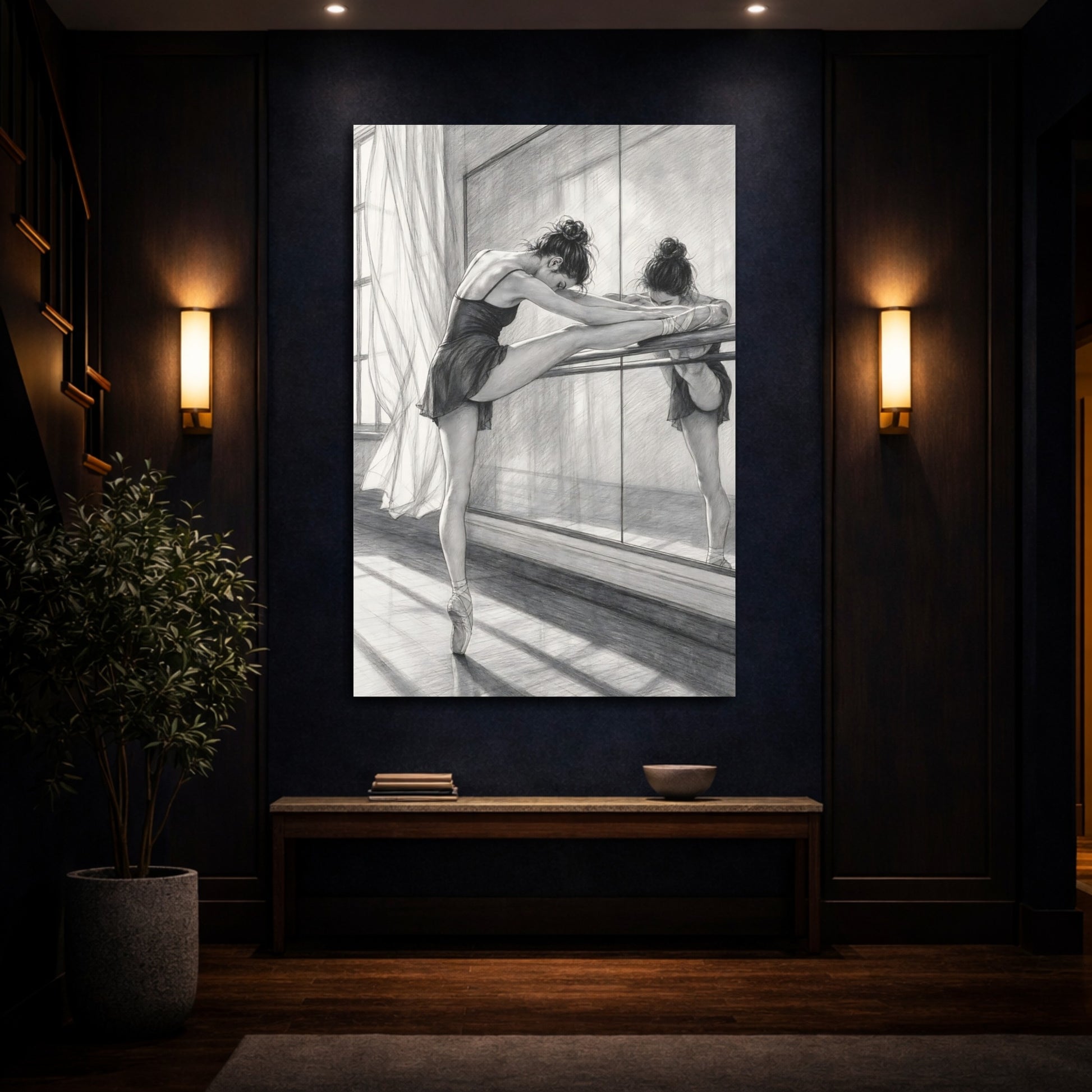 Mockup 4. Ballerina At The Barre shown as canvas print