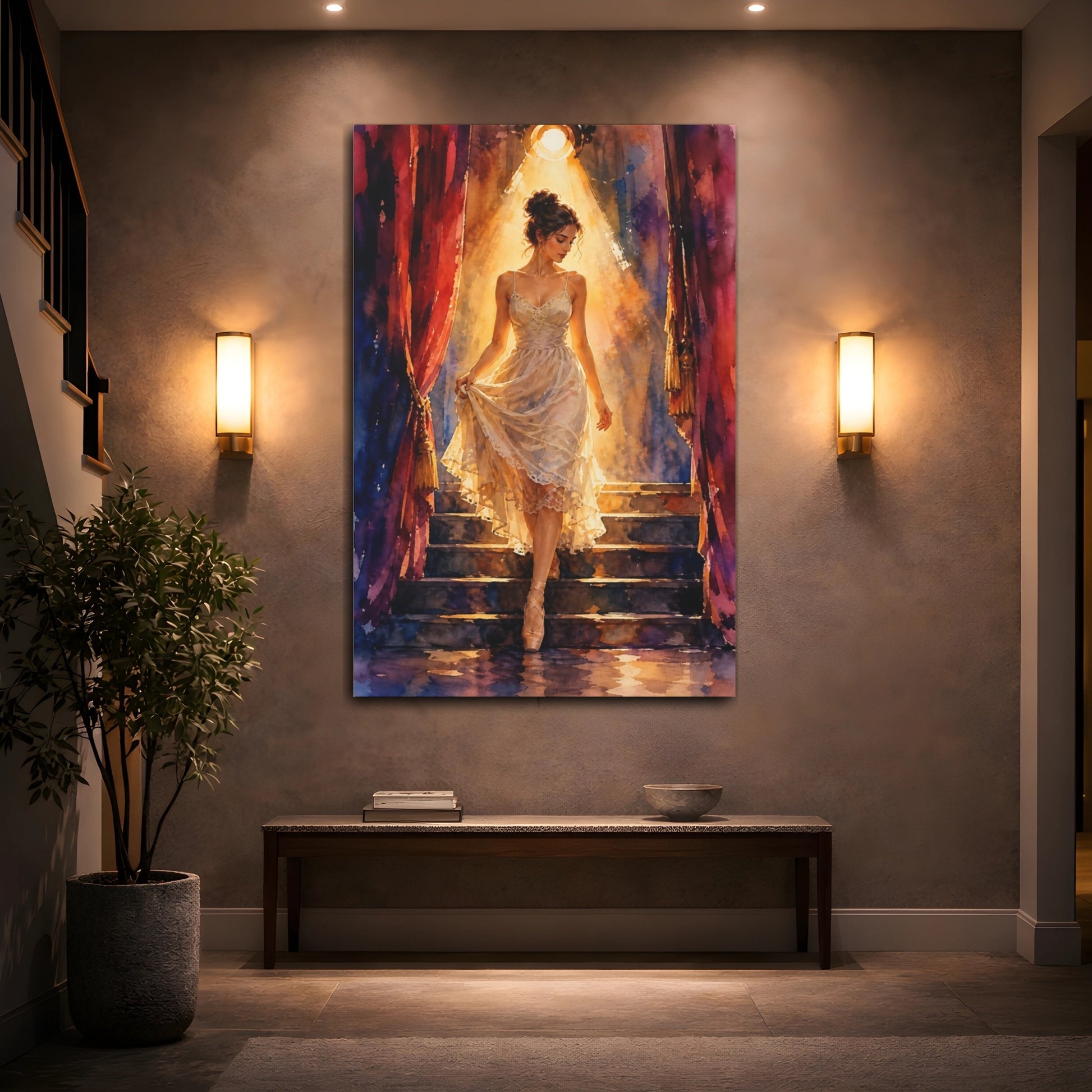 Mockup 2. Ballerina In Spotlight shown as canvas print
