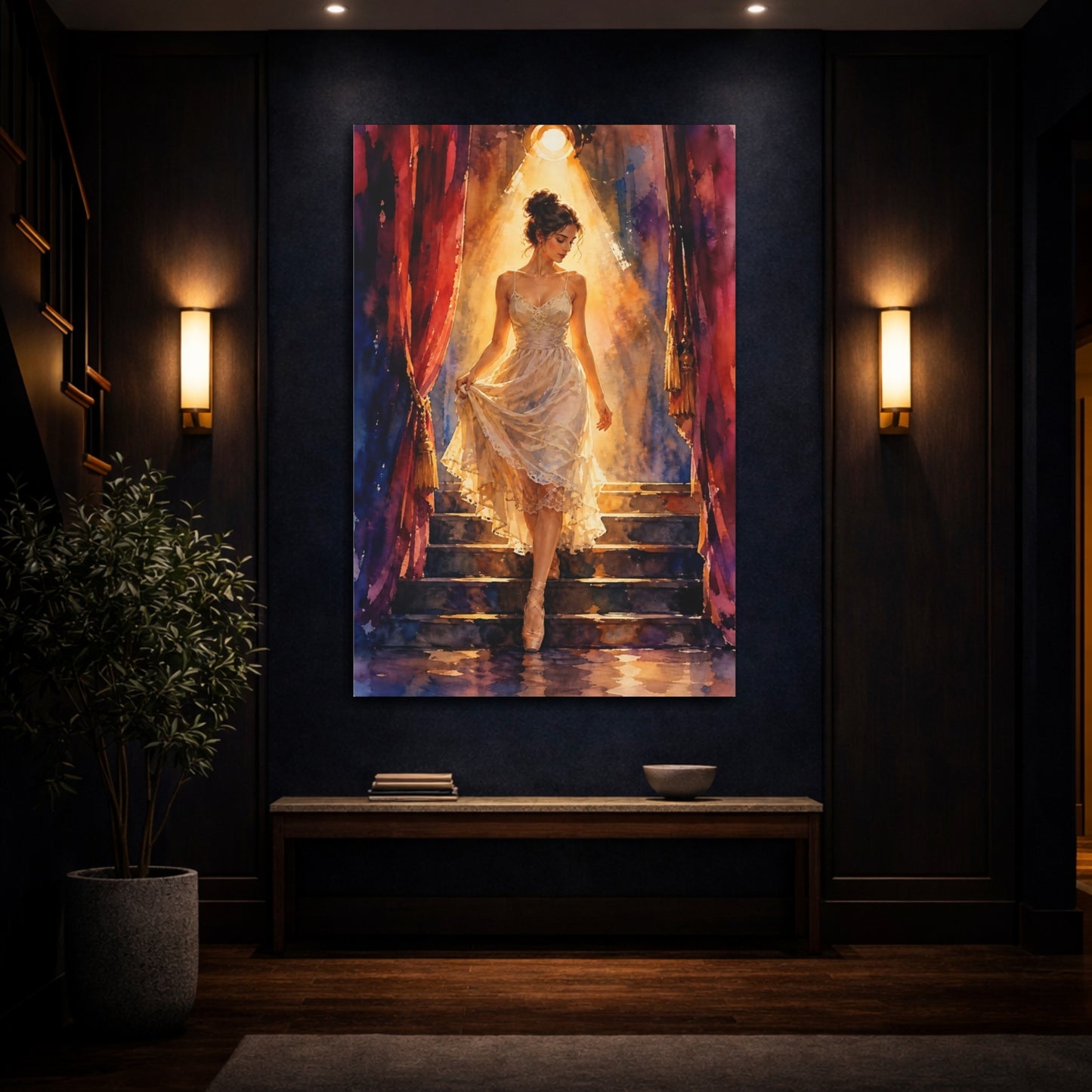 Mockup 4. Ballerina In Spotlight shown as canvas print