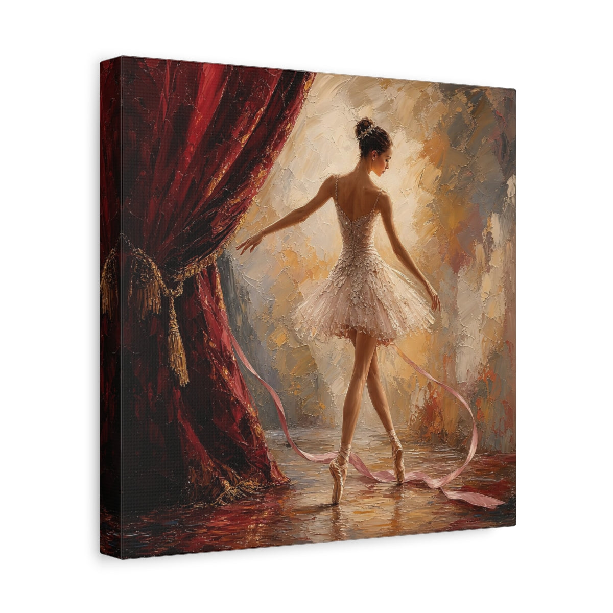 Side Mockup 8. Ballerina On Stage shown as canvas print