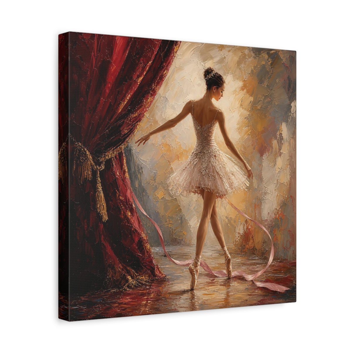 Side Mockup 7. Ballerina On Stage shown as canvas print
