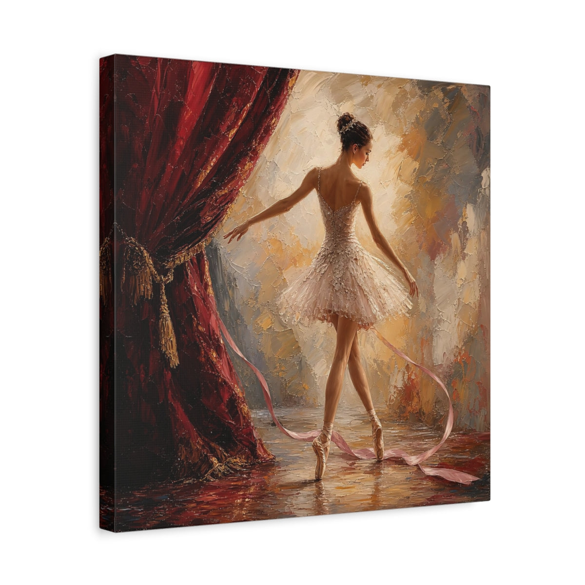 Side Mockup 6. Ballerina On Stage shown as canvas print