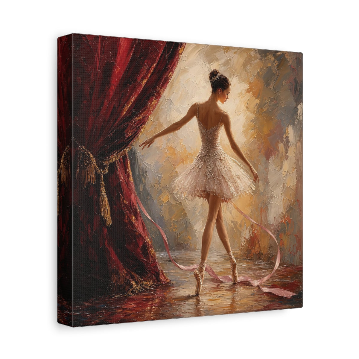 Side Mockup 9. Ballerina On Stage shown as canvas print