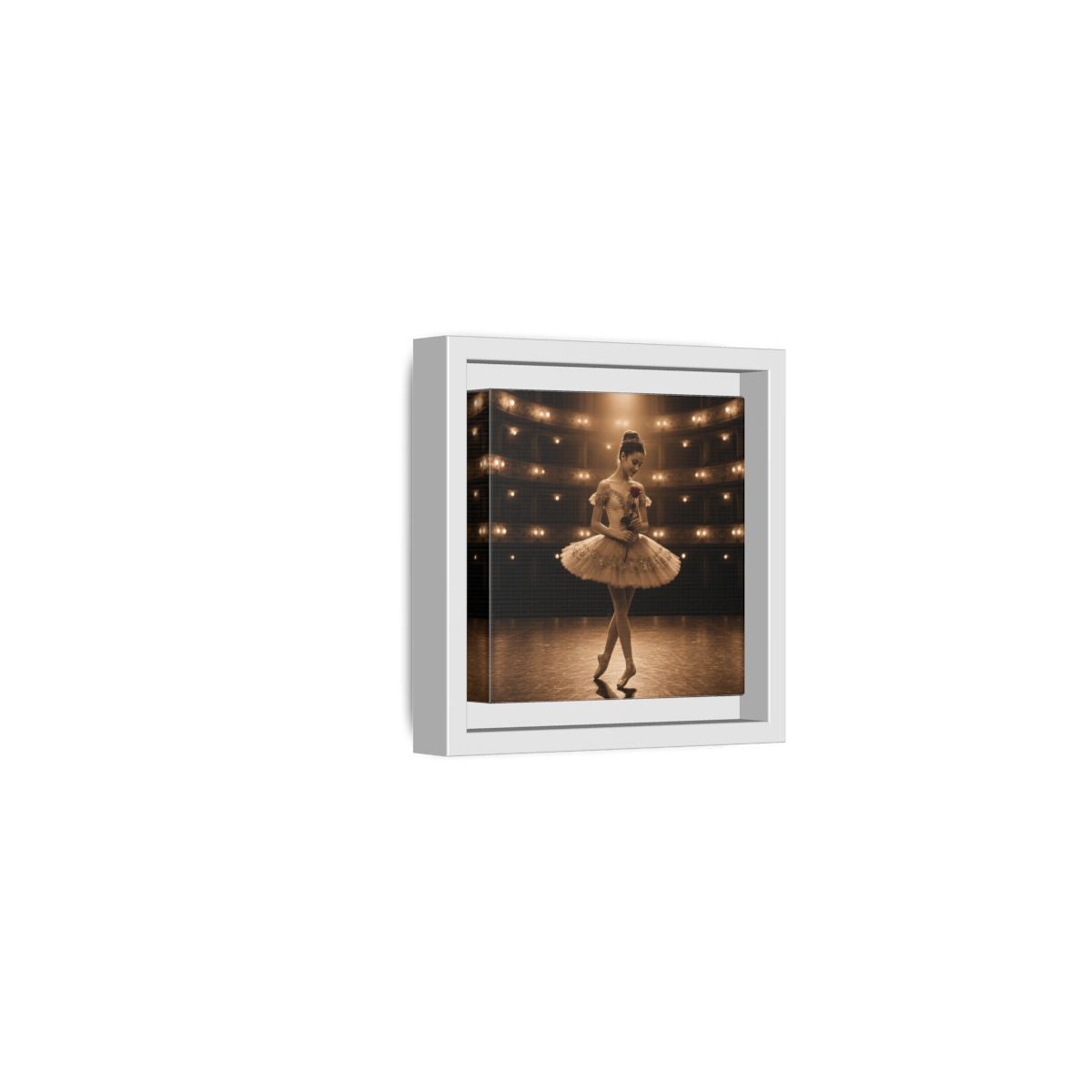 Side Mockup 22. Ballerina With Rose shown as framed canvas print