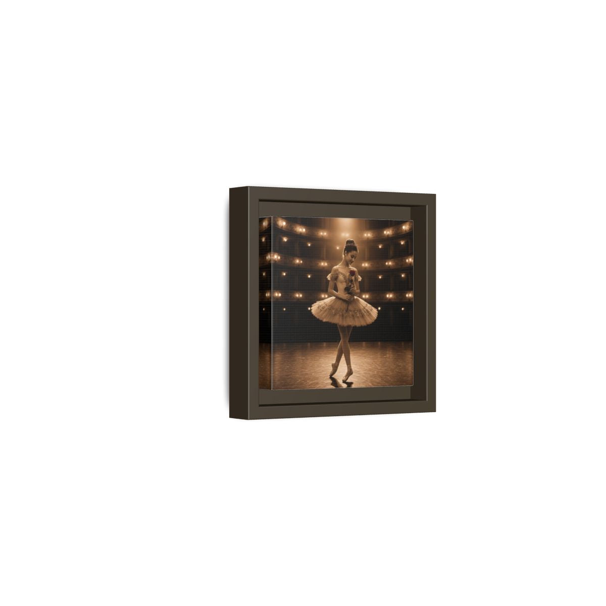 Side Mockup 23. Ballerina With Rose shown as framed canvas print