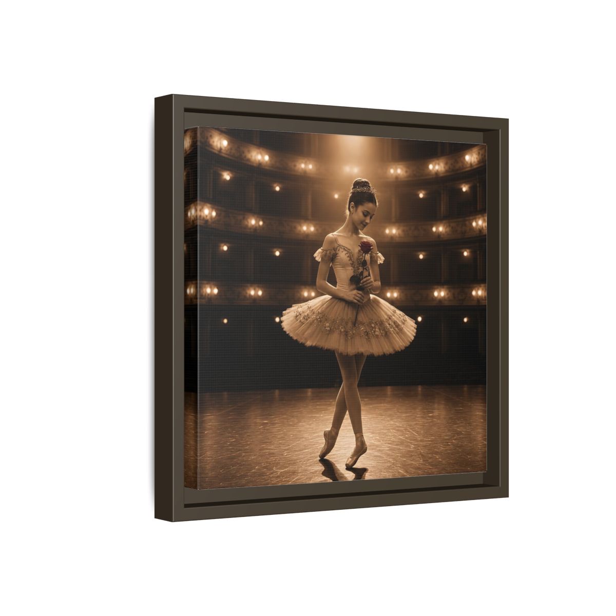 Side Mockup 17. Ballerina With Rose shown as framed canvas print
