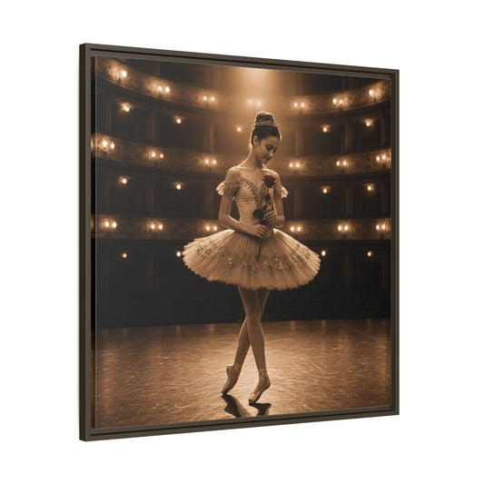 Main Mockup. Ballerina With Rose shown as framed canvas print