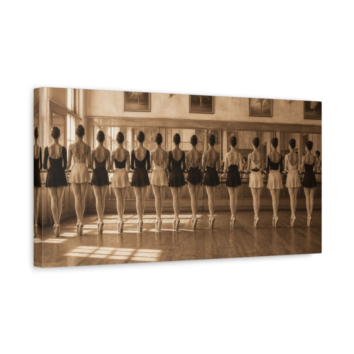 Side Mockup 3. Ballet At The Barre shown as canvas print