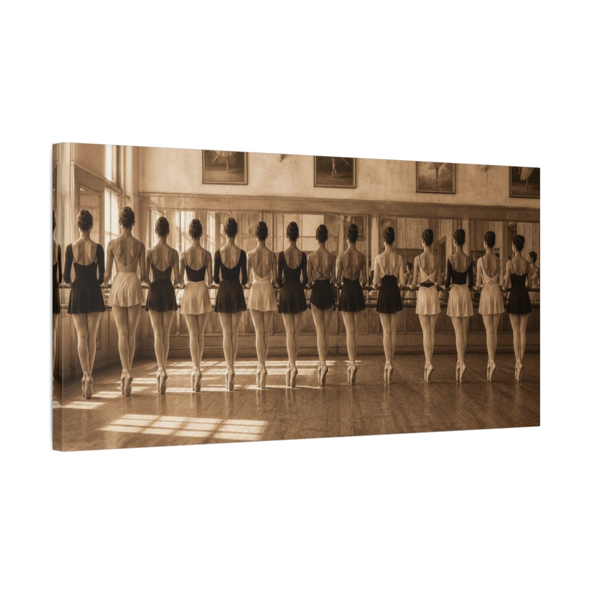 Side Mockup 1. Ballet At The Barre shown as canvas print