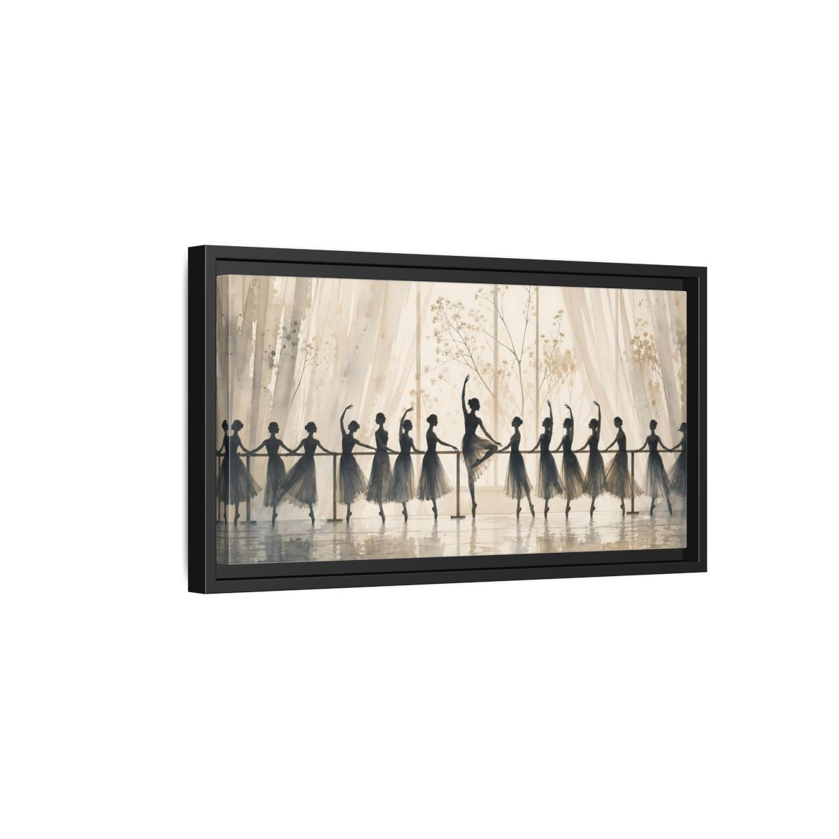Side Mockup 8. Ballet Barre Rehearsal shown as framed canvas print
