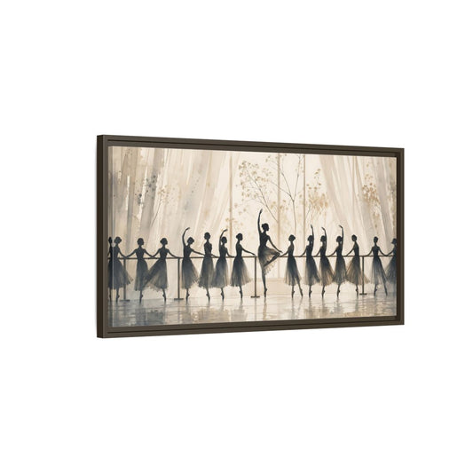 Main Mockup. Ballet Barre Rehearsal shown as framed canvas print