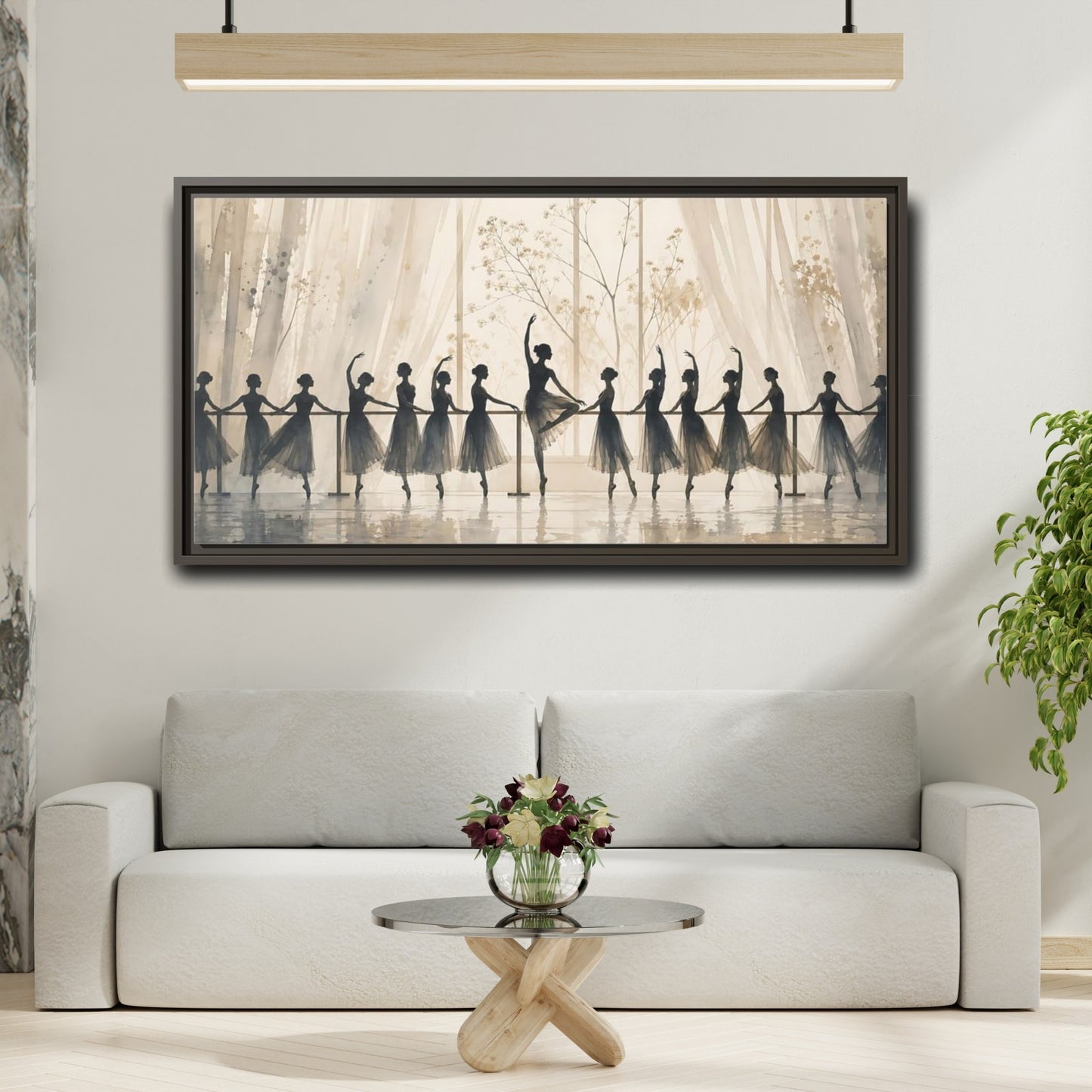 Mockup 2. Ballet Barre Rehearsal shown as framed canvas print