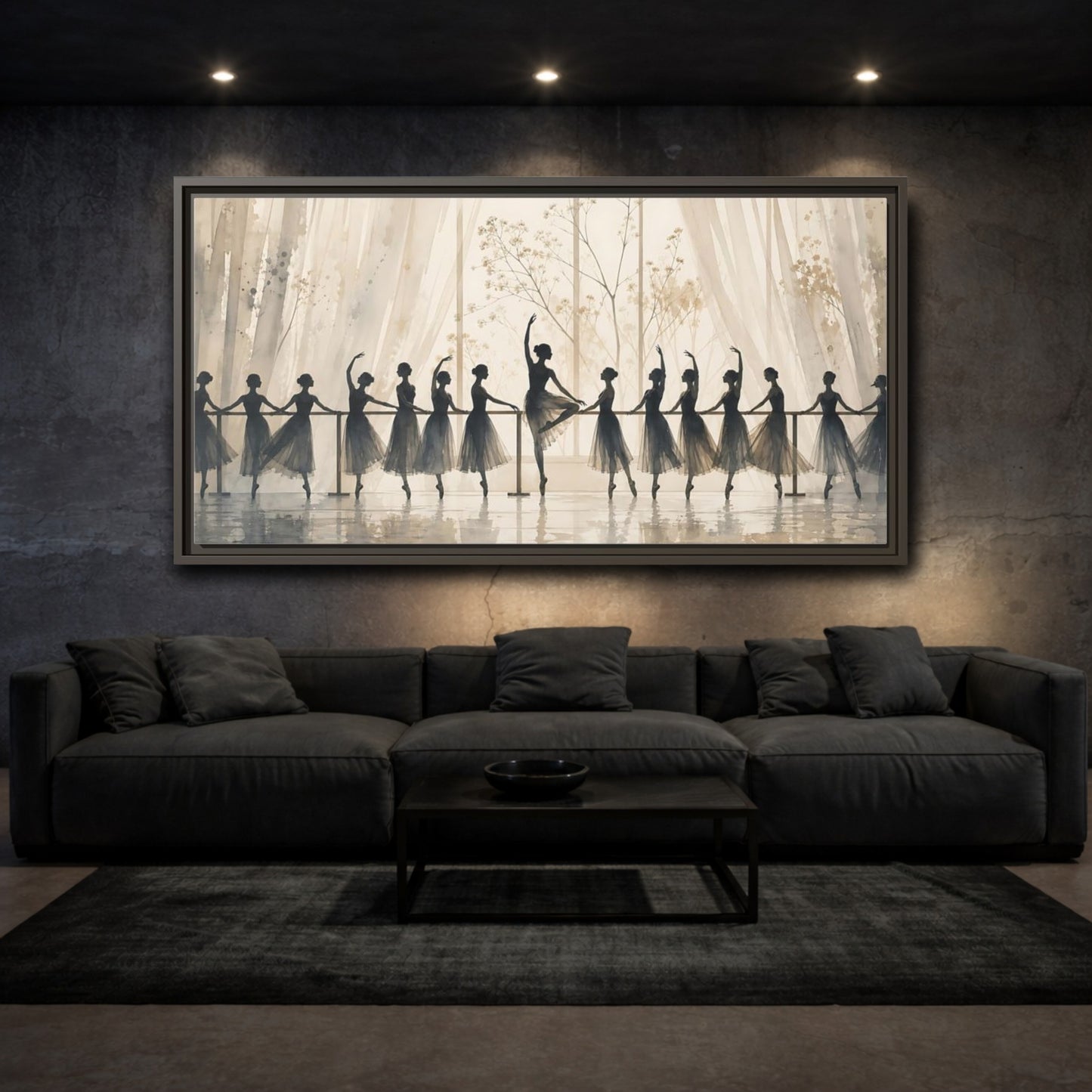 Mockup 3. Ballet Barre Rehearsal shown as framed canvas print