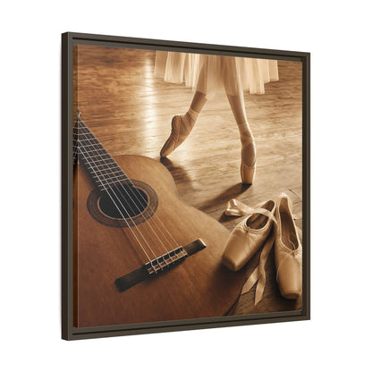 Side Mockup 27. Ballet Shoes And Guitar shown as framed canvas print