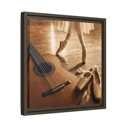 Side Mockup 29. Ballet Shoes And Guitar shown as framed canvas print