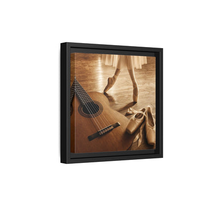 Side Mockup 21. Ballet Shoes And Guitar shown as framed canvas print