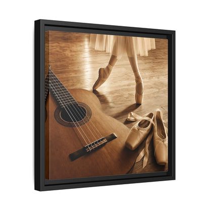 Side Mockup 32. Ballet Shoes And Guitar shown as framed canvas print