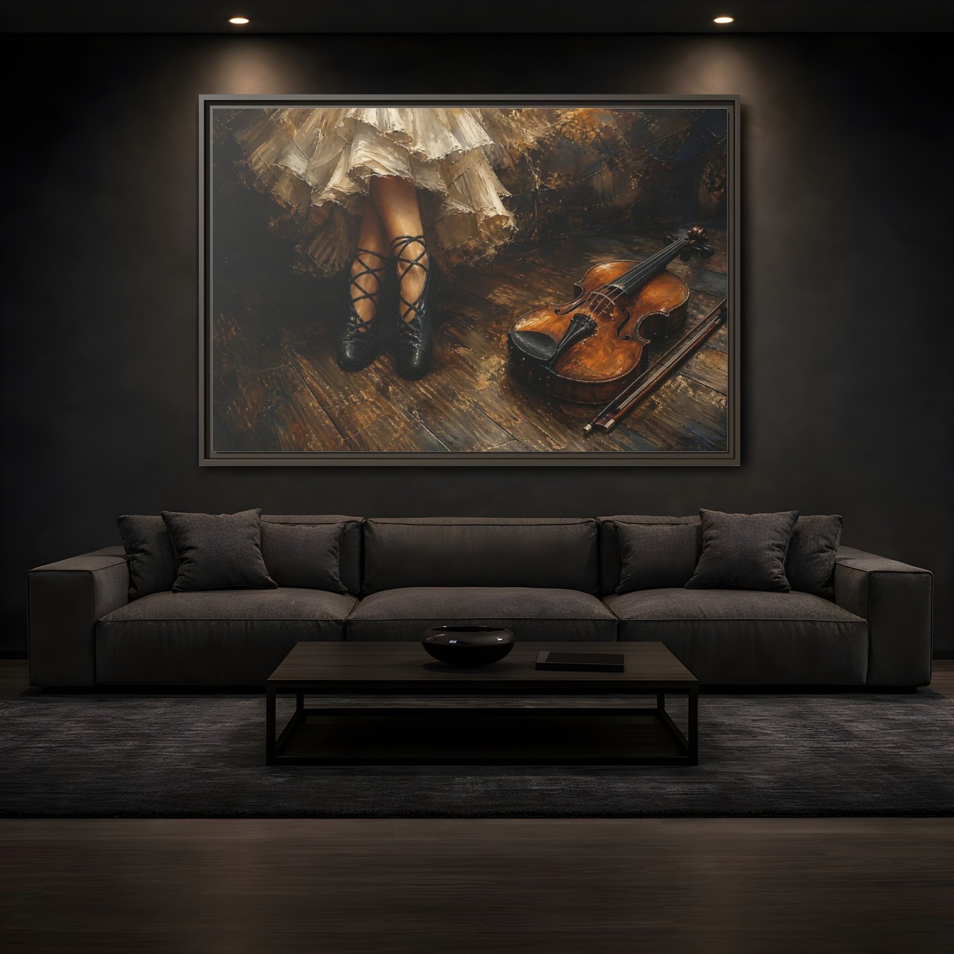 Mockup 3. Ballet Shoes And Violin shown as framed canvas print