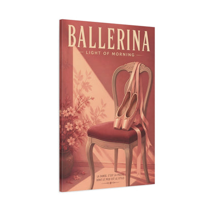 Main Mockup. Ballet Slippers On Chair shown as canvas print