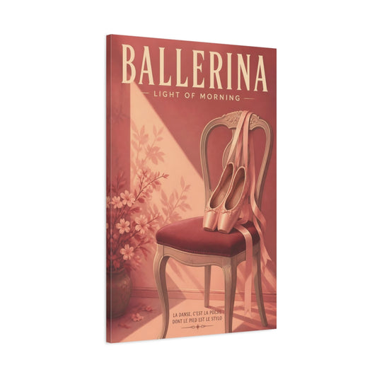 Main Mockup. Ballet Slippers On Chair shown as canvas print