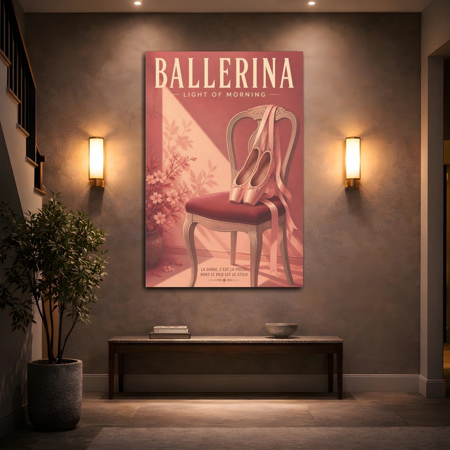Mockup 2. Ballet Slippers On Chair shown as canvas print