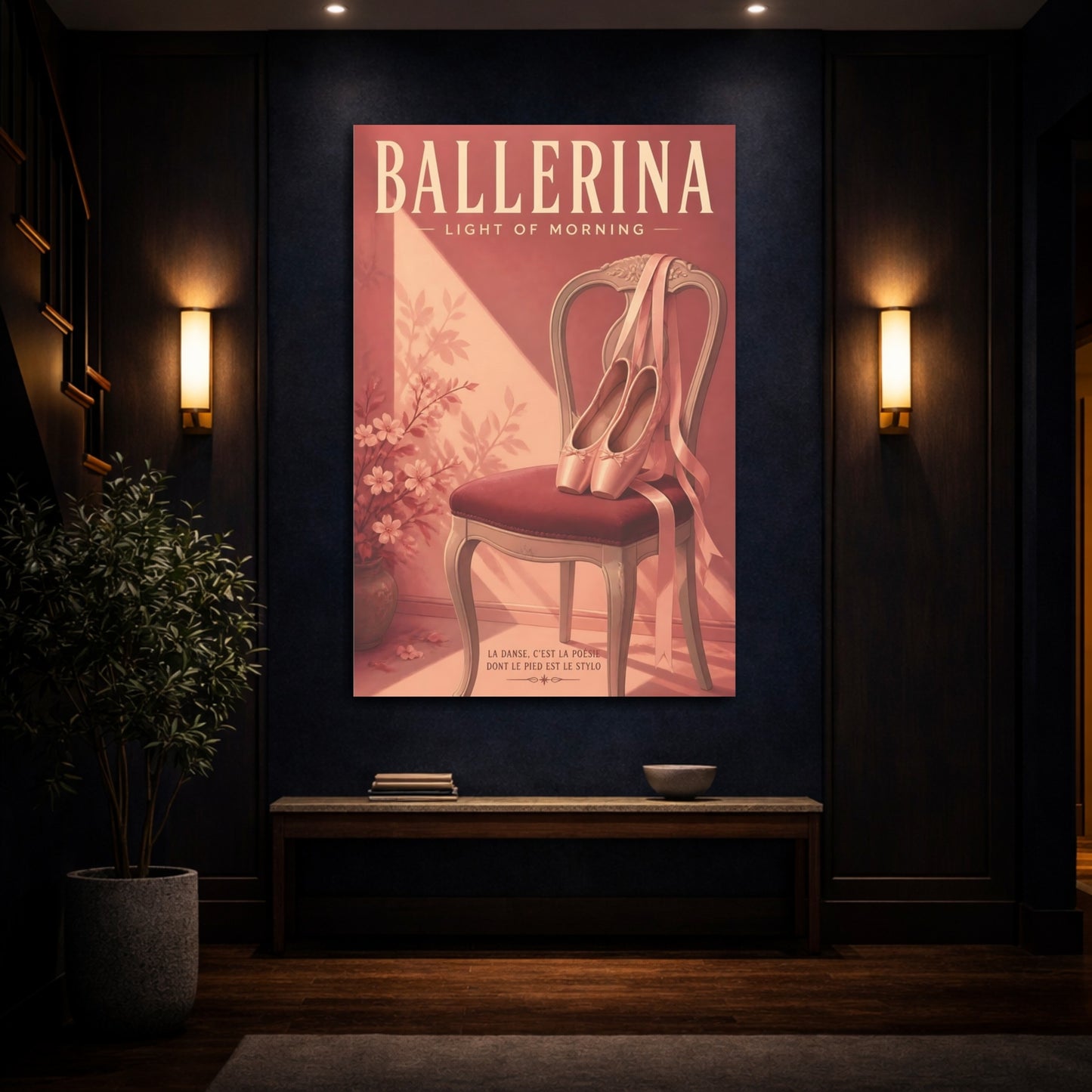 Mockup 4. Ballet Slippers On Chair shown as canvas print