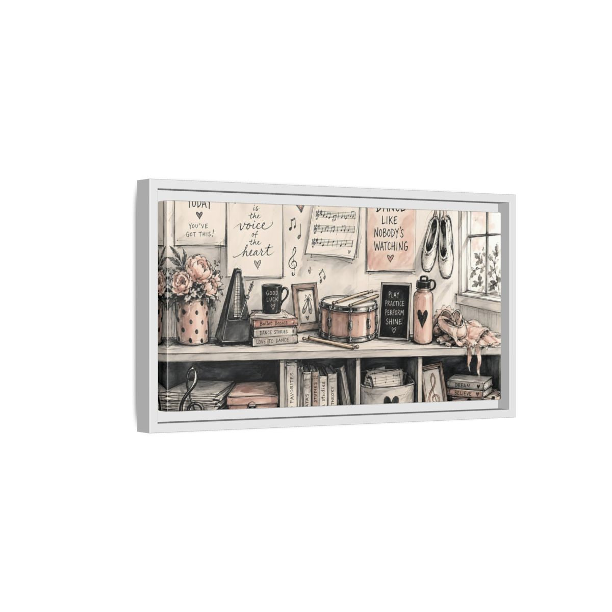 Side Mockup 6. Ballet Studio Inspiration shown as framed canvas print