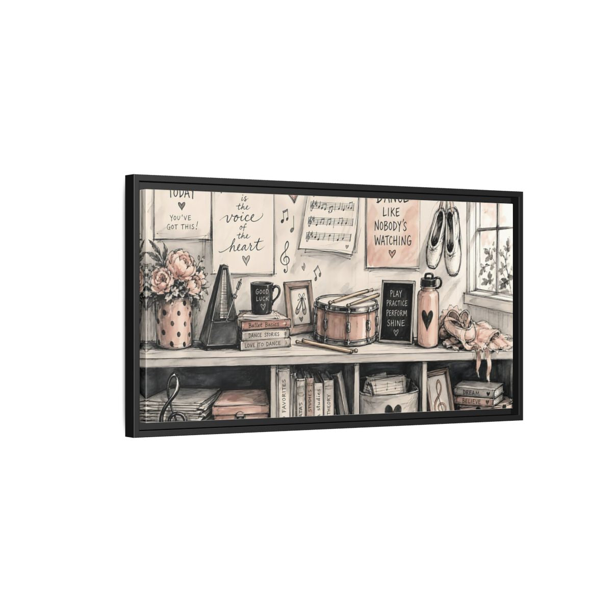 Side Mockup 2. Ballet Studio Inspiration shown as framed canvas print
