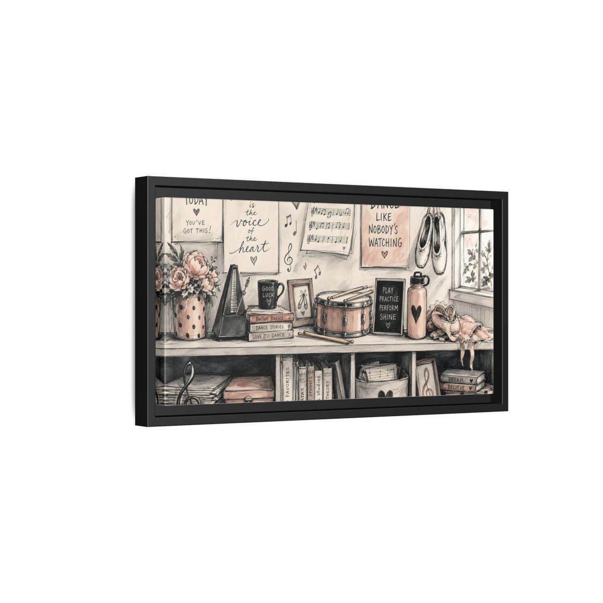 Side Mockup 8. Ballet Studio Inspiration shown as framed canvas print