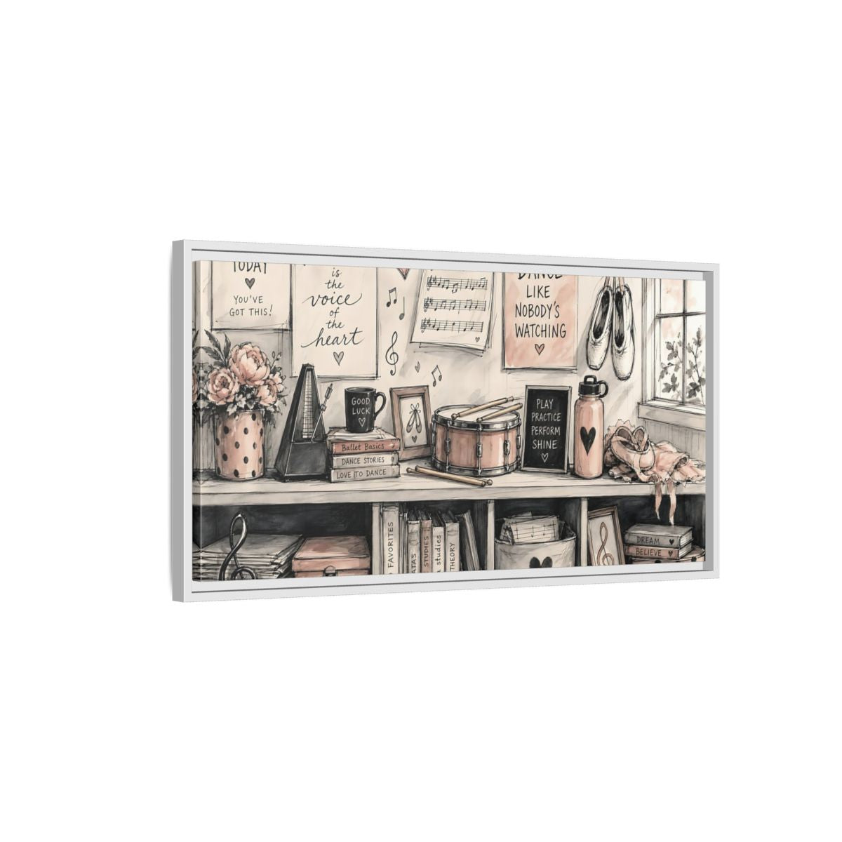 Side Mockup 1. Ballet Studio Inspiration shown as framed canvas print