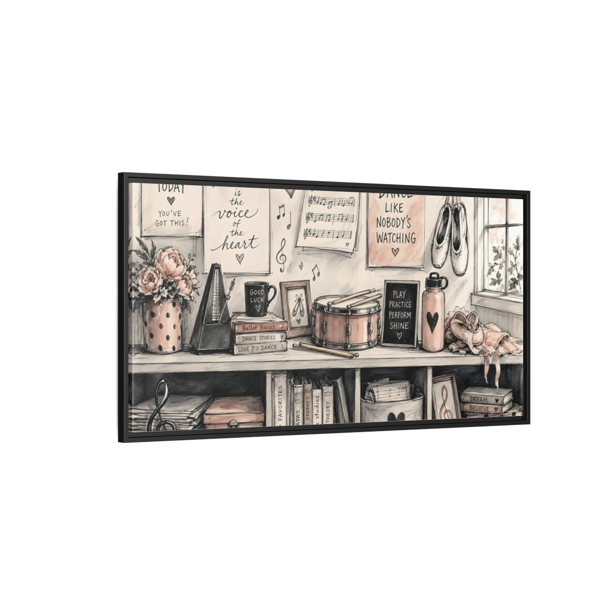 Side Mockup 5. Ballet Studio Inspiration shown as framed canvas print