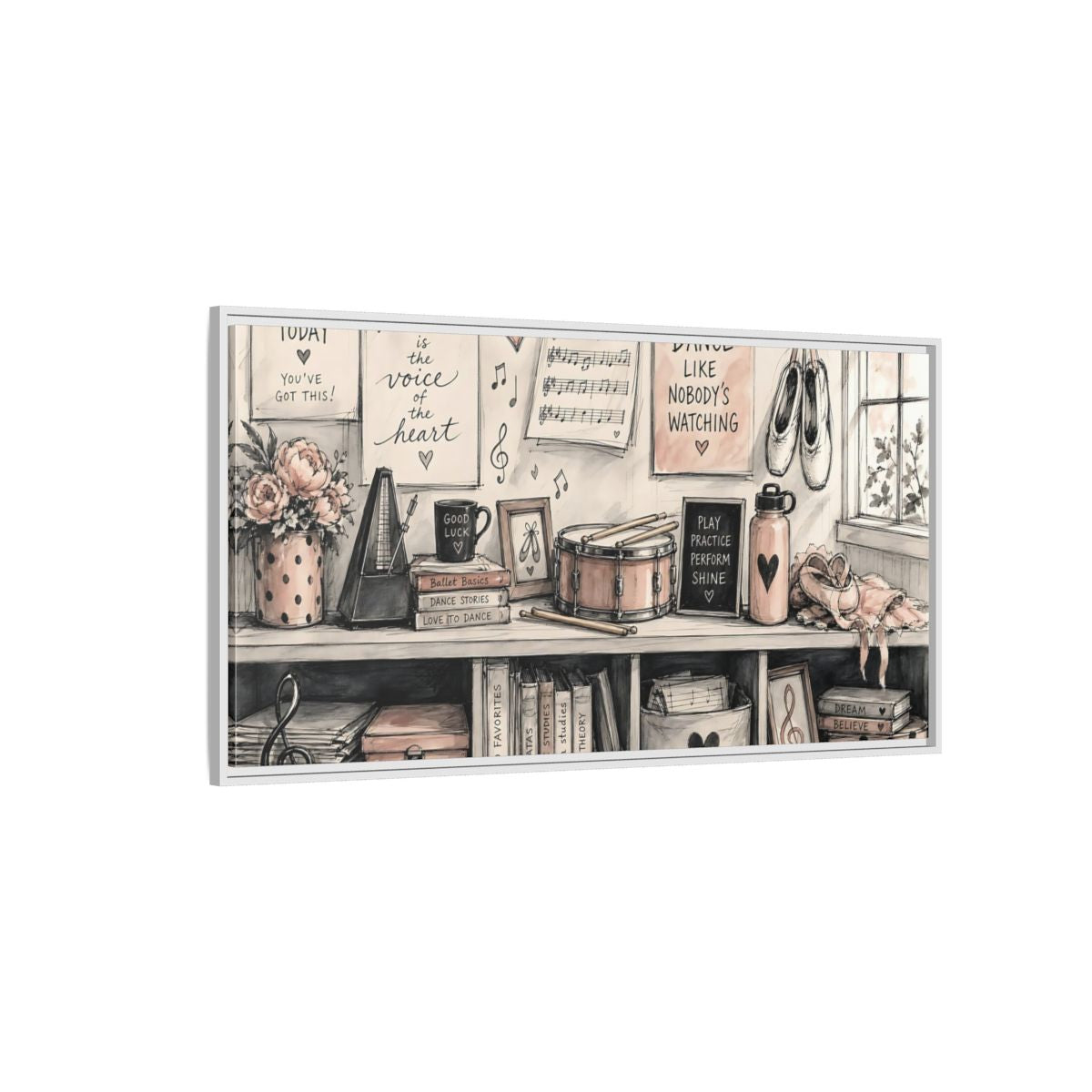 Side Mockup 3. Ballet Studio Inspiration shown as framed canvas print