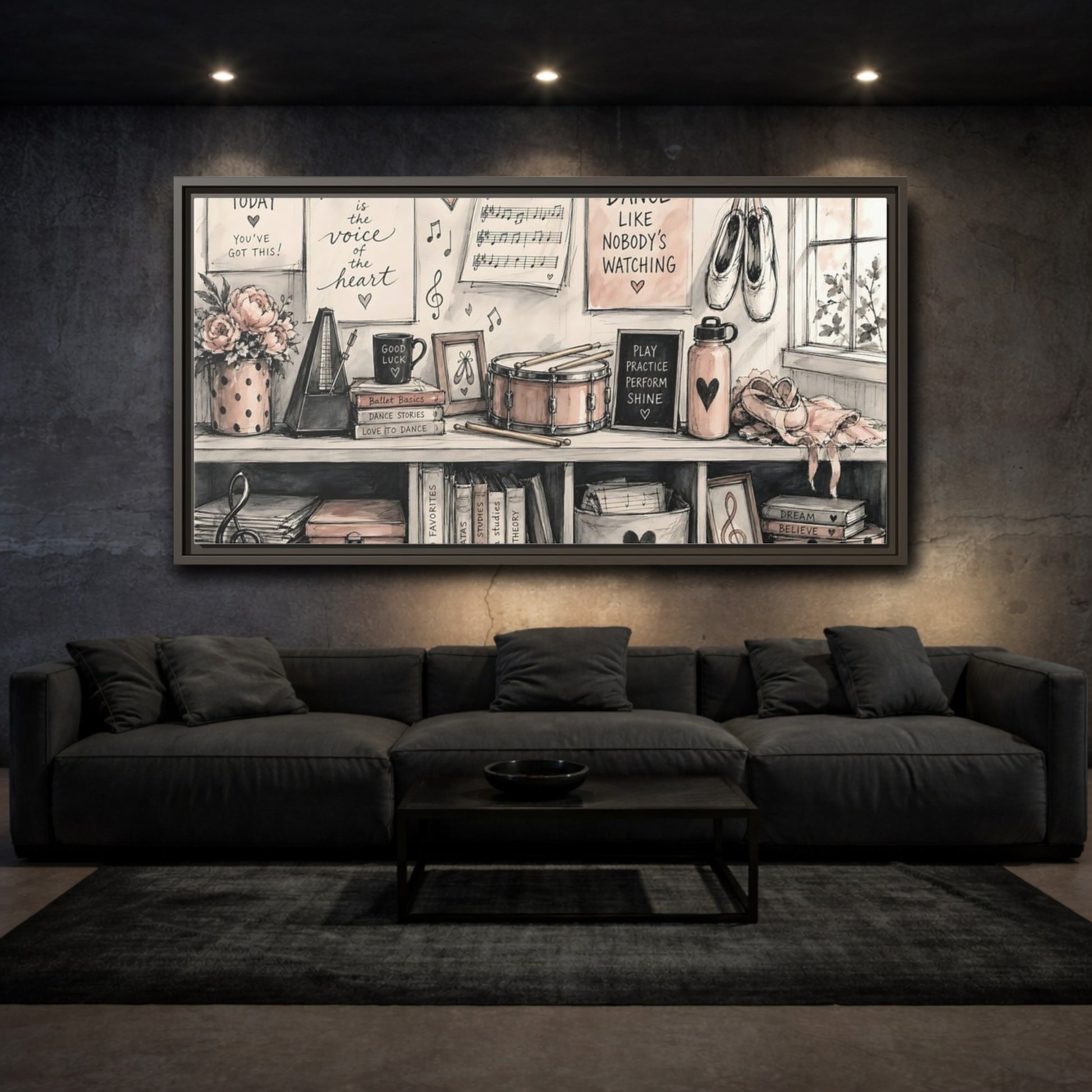 Mockup 3. Ballet Studio Inspiration shown as framed canvas print
