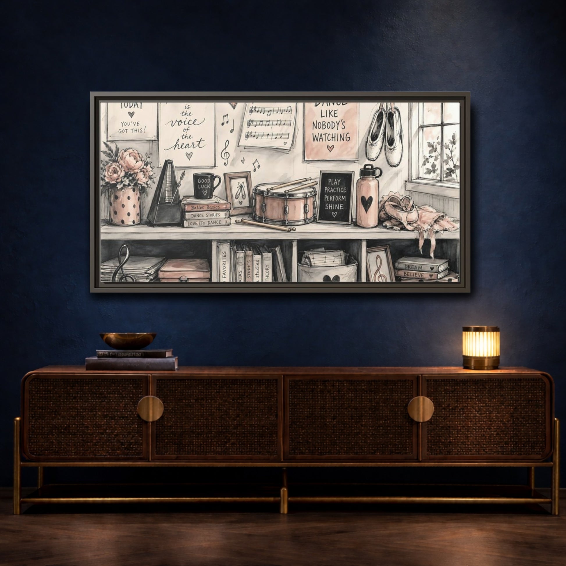 Mockup 4. Ballet Studio Inspiration shown as framed canvas print