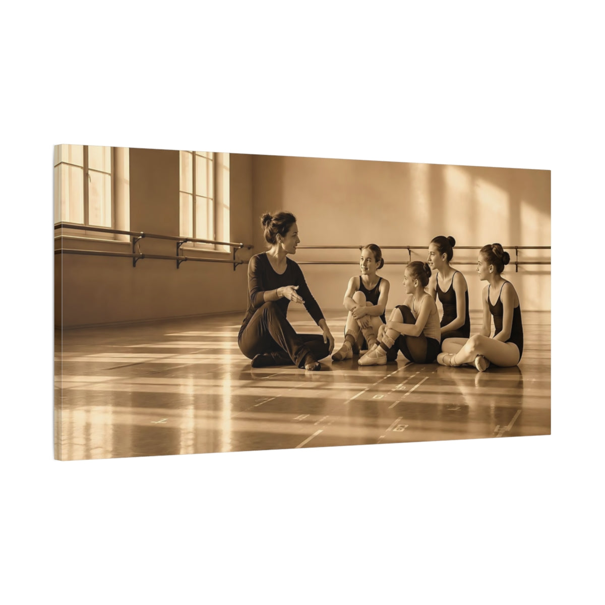 Main Mockup. Ballet Teacher And Students shown as canvas print