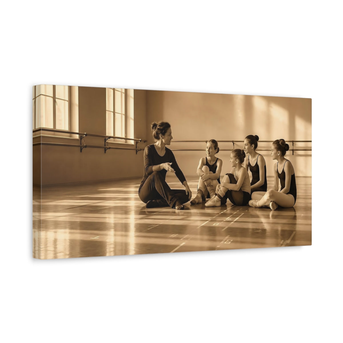 Side Mockup 3. Ballet Teacher And Students shown as canvas print