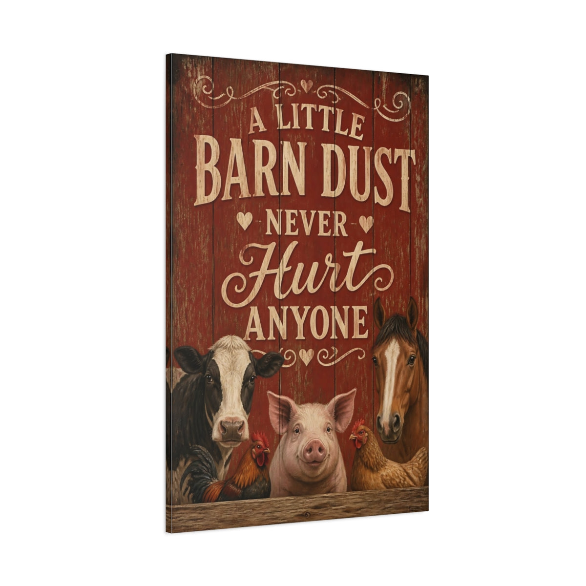 Side Mockup 1. Barn Quote With Animals shown as canvas print
