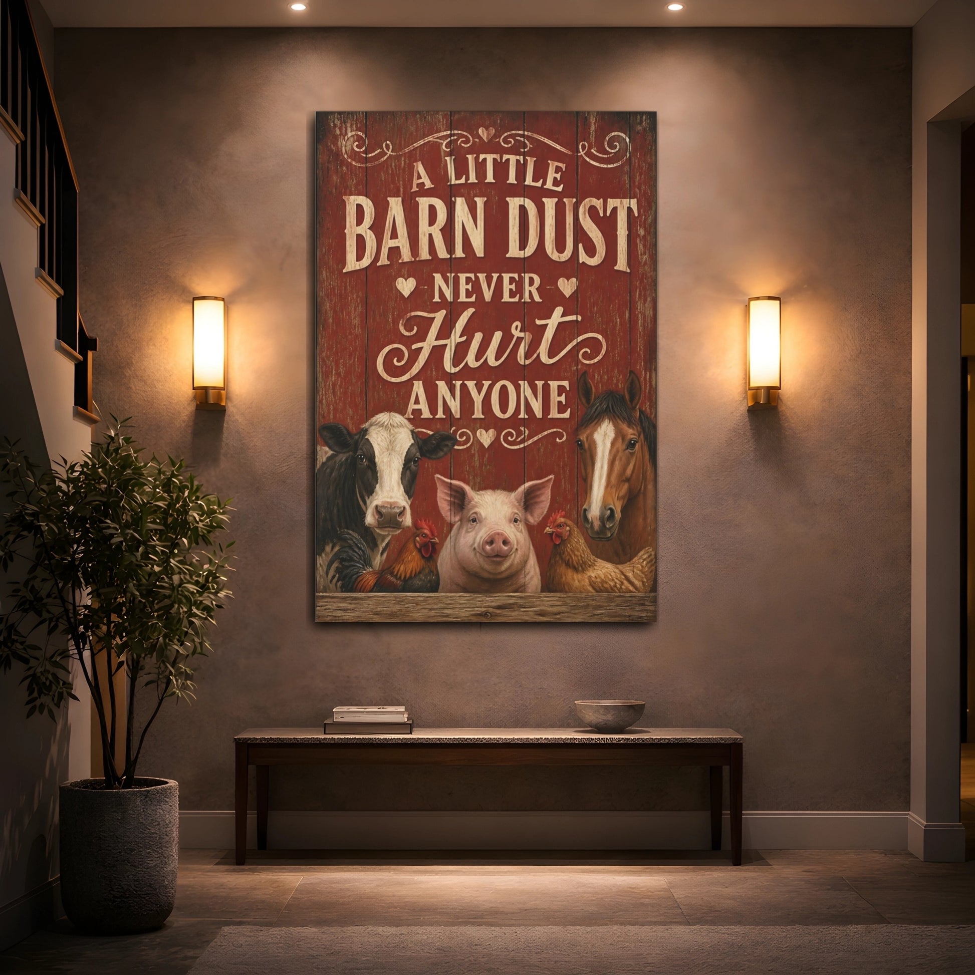 Mockup 2. Barn Quote With Animals shown as canvas print