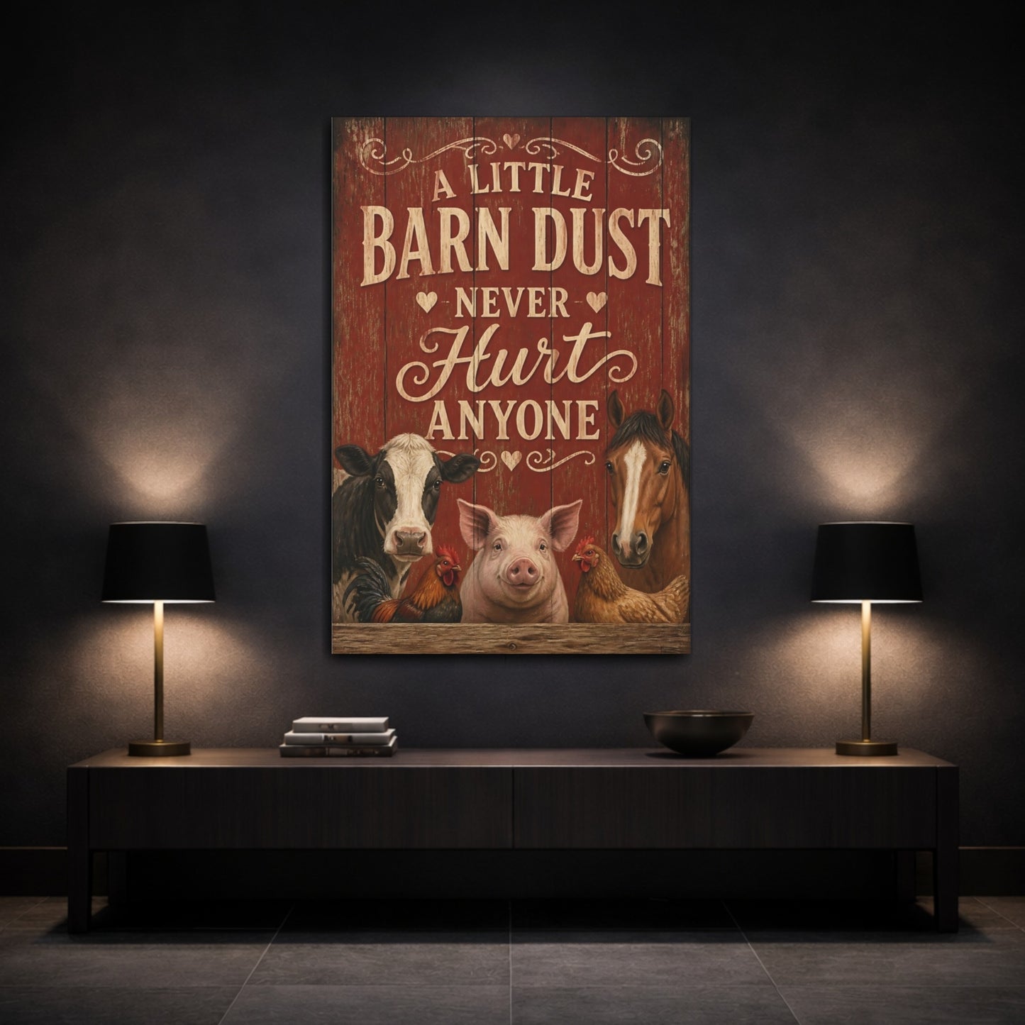 Mockup 3. Barn Quote With Animals shown as canvas print