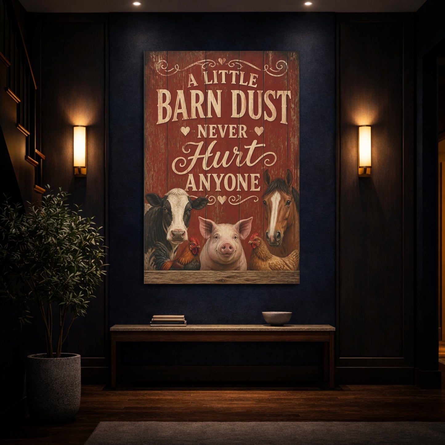 Mockup 4. Barn Quote With Animals shown as canvas print