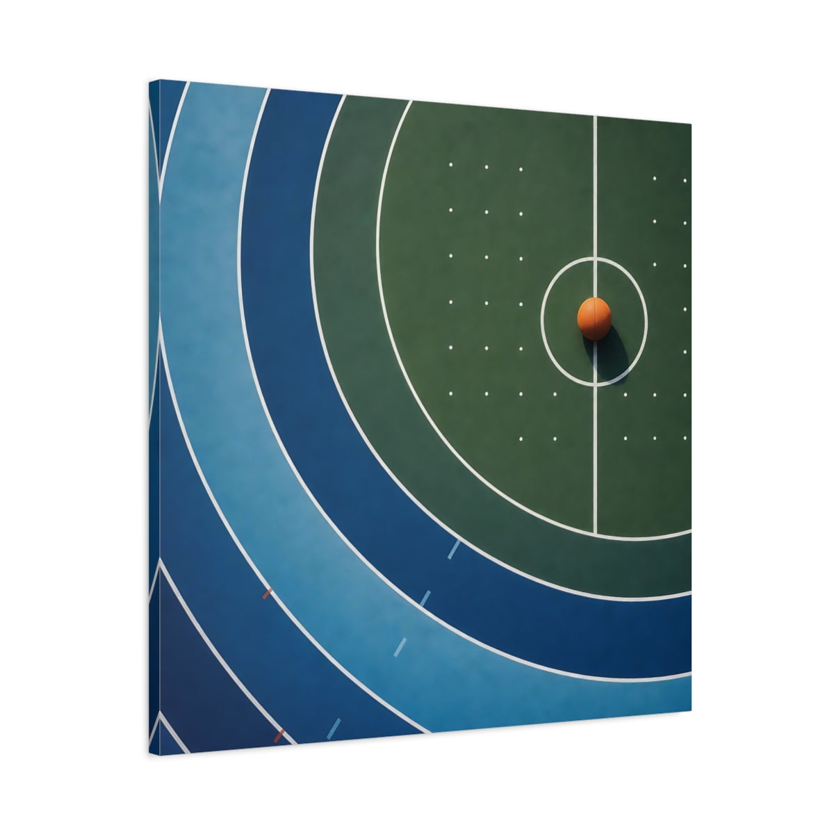 Main Mockup. Basketball On Court shown as canvas print