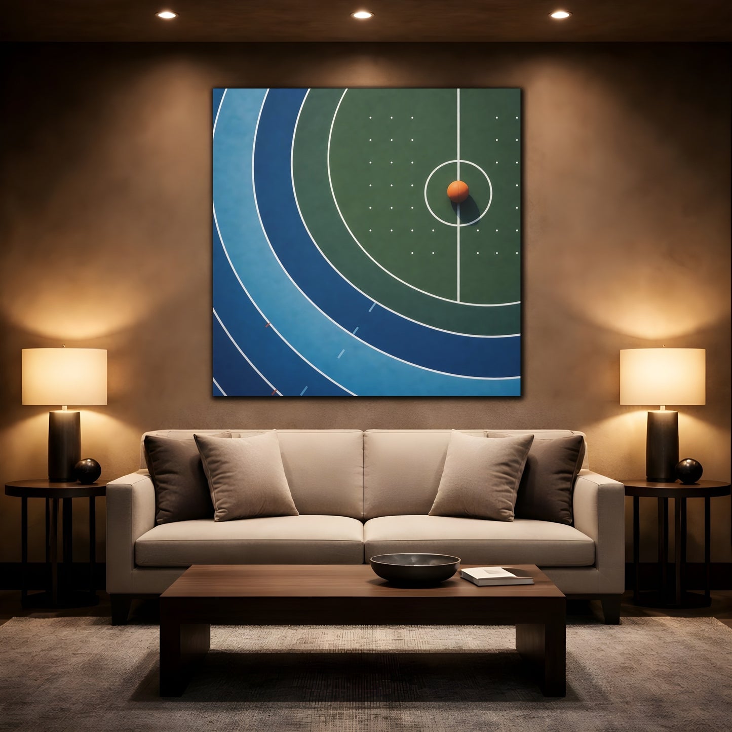 Mockup 2. Basketball On Court shown as canvas print