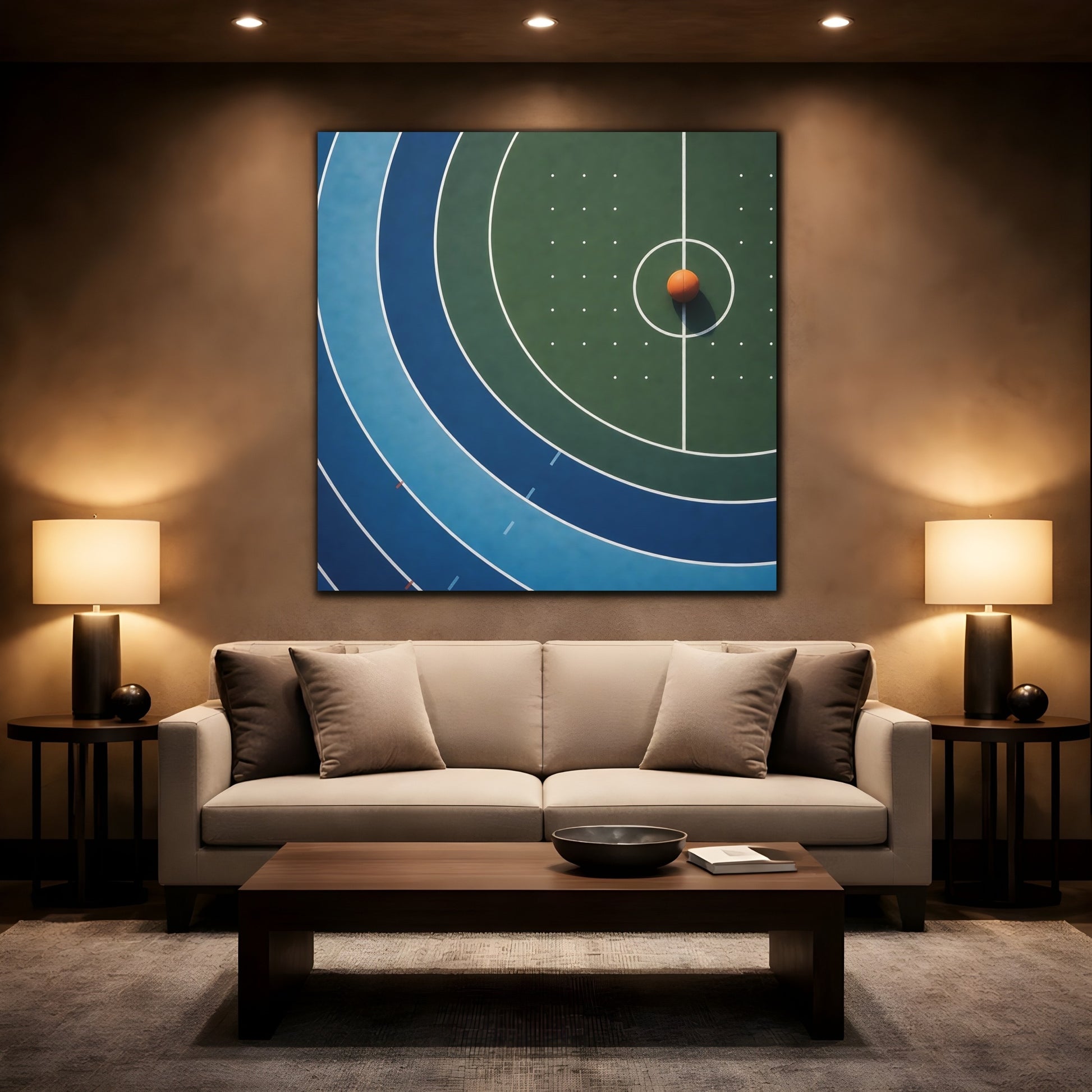 Mockup 2. Basketball On Court shown as canvas print