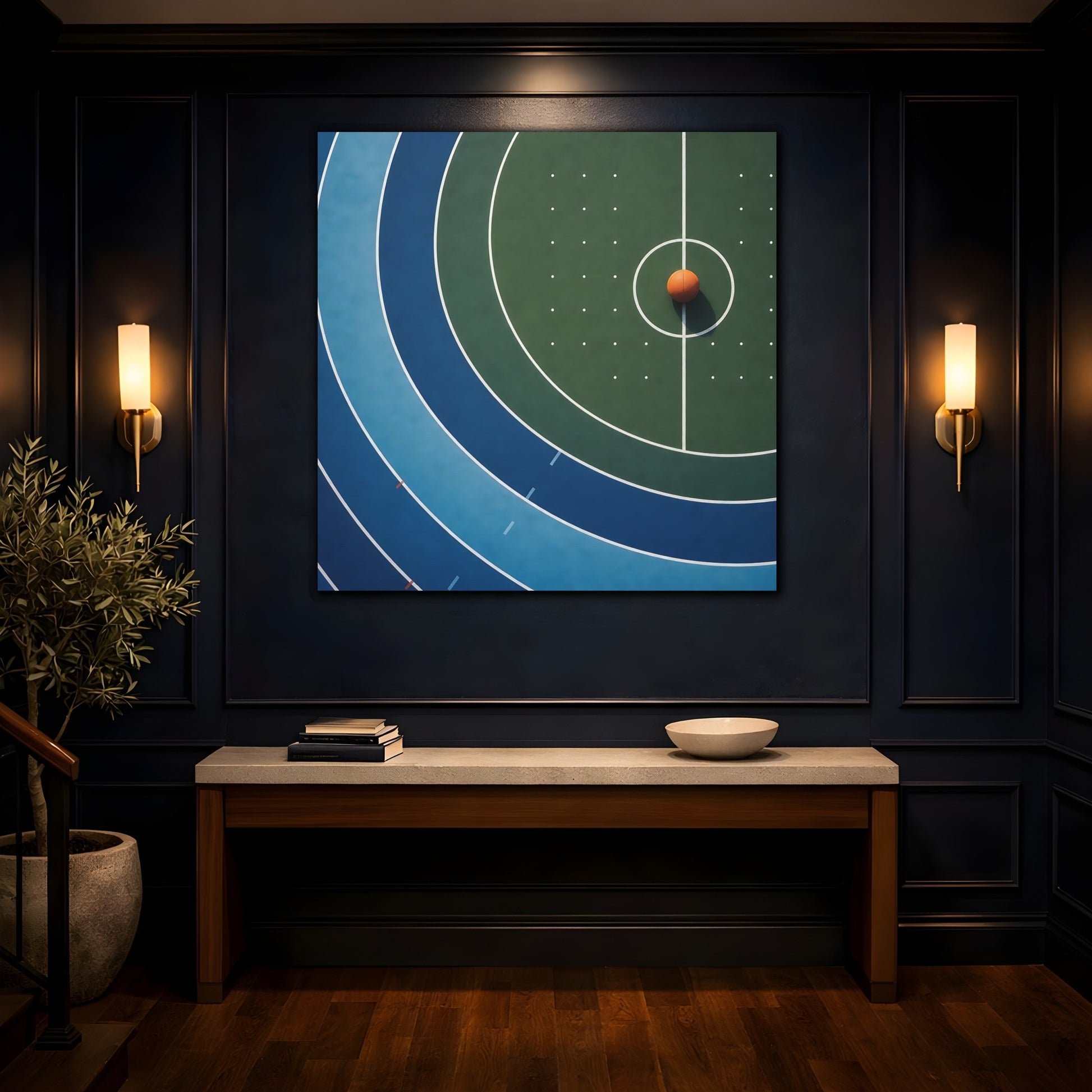 Mockup 4. Basketball On Court shown as canvas print