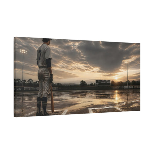 Main Mockup. Batter At Dusk shown as canvas print