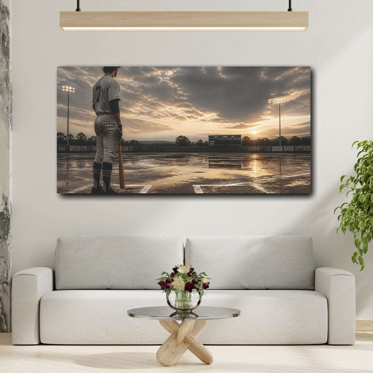 Mockup 2. Batter At Dusk shown as canvas print