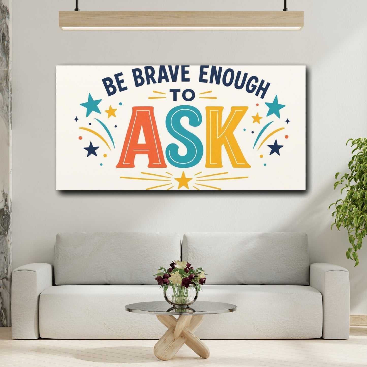 Mockup 2. Be Brave Enough To Ask shown as canvas print